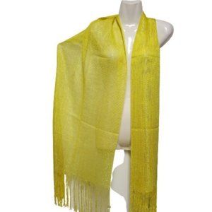 Yellow Sequin Long Rectangular Tassel Scarf Shawl